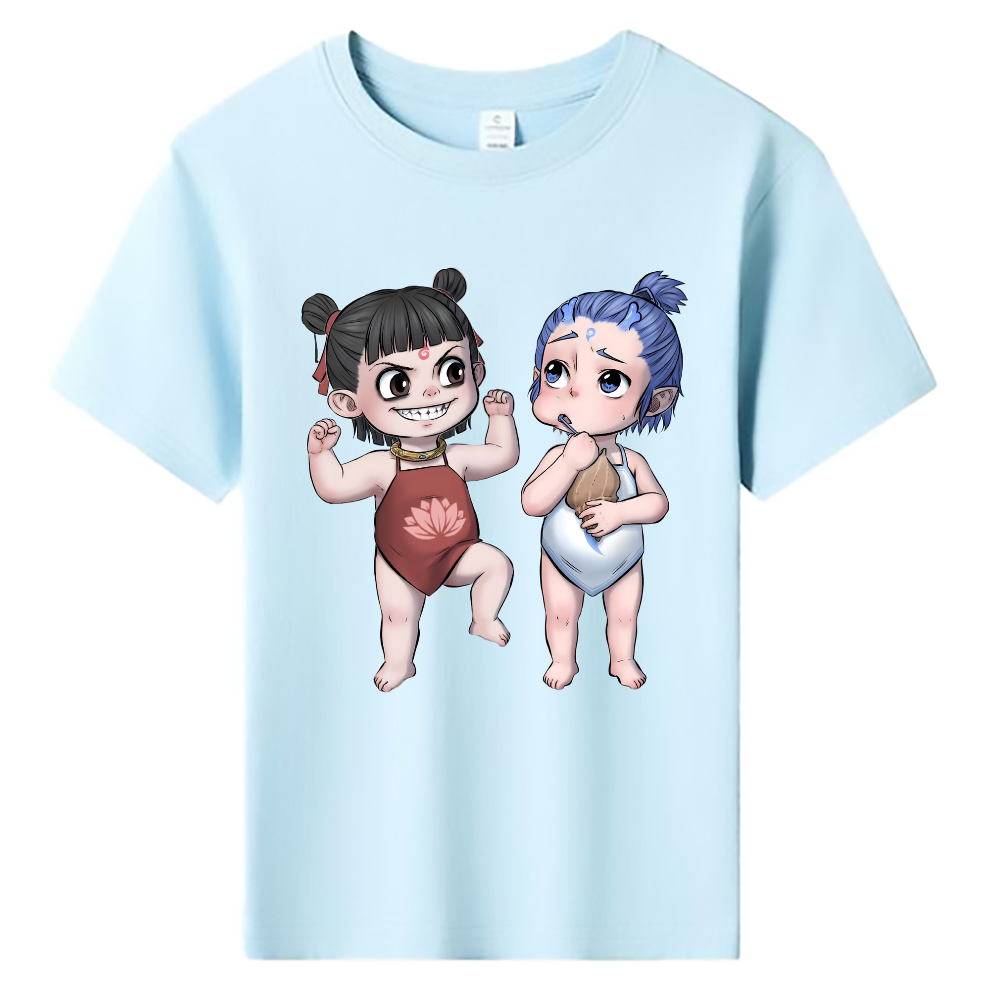 （画像用） Ne Zha 2 ナタ 魔童の大暴れ 綿100％キッズTシャツ（フロントプリント）